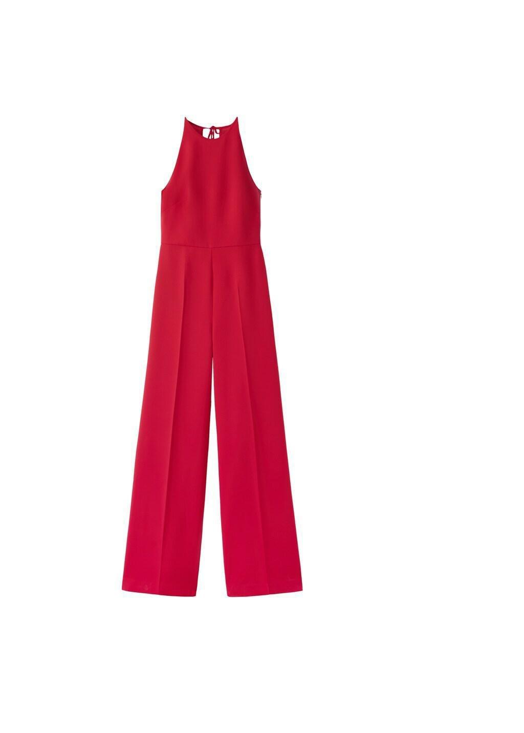 Red Open Back Halter Jumpsuit, Red, large image number 7