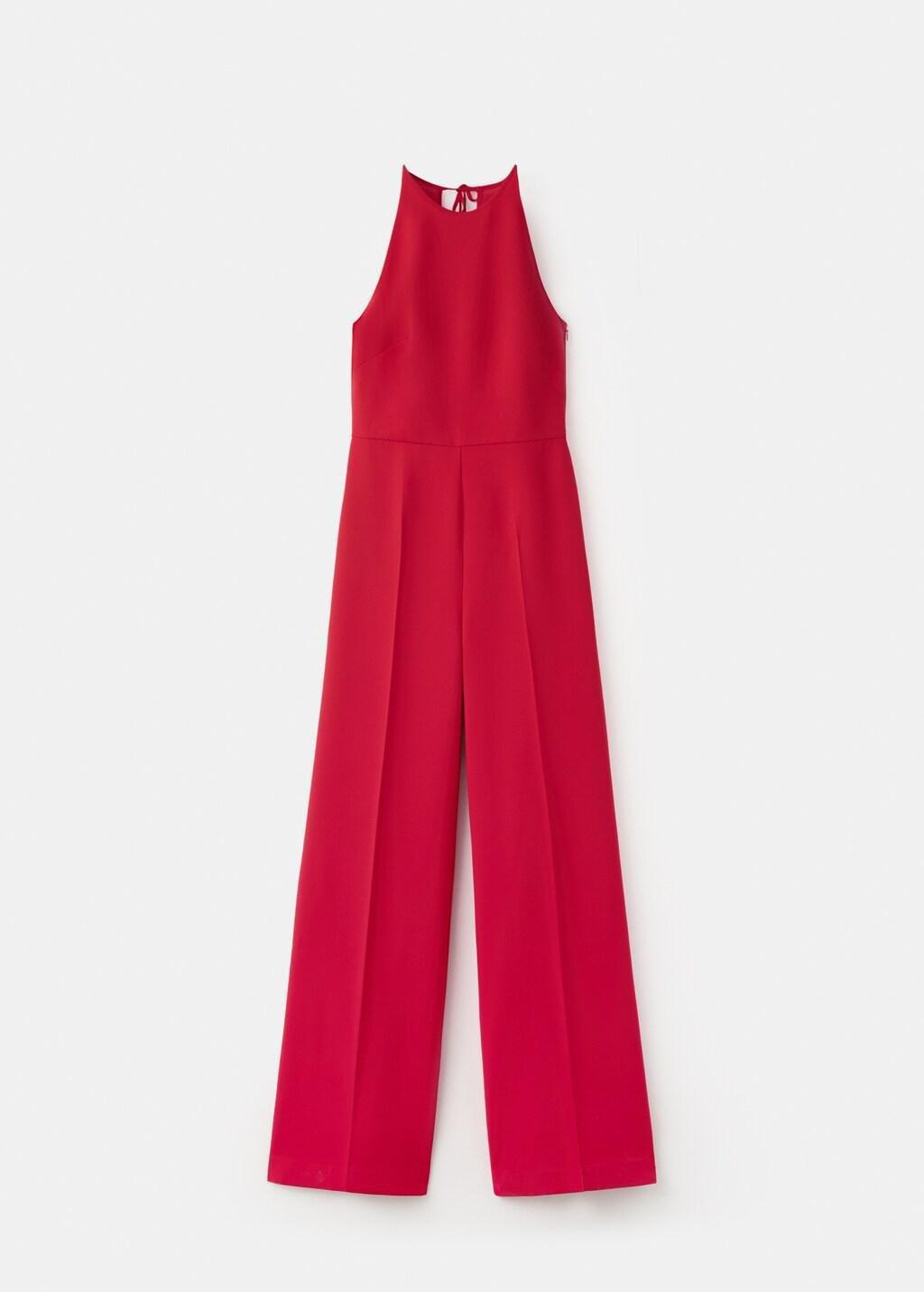 Red Open Back Halter Jumpsuit, Red, large image number 8