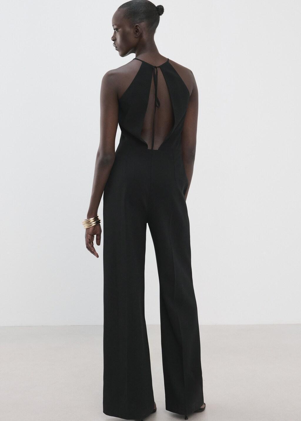 BLACK Open back halter jumpsuit, Black, large image number 2