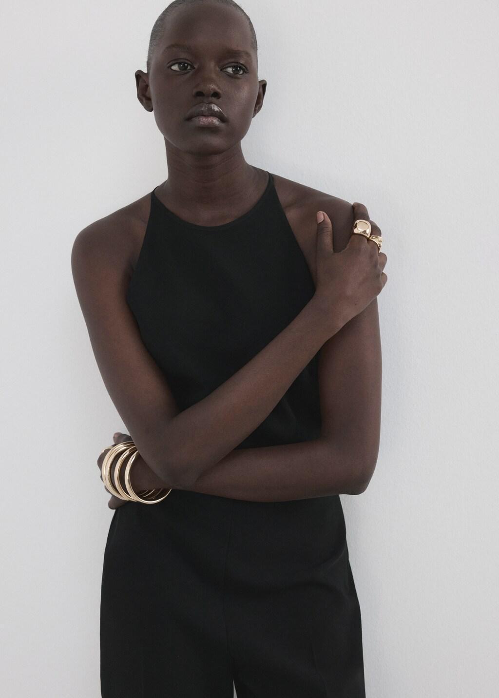 BLACK Open back halter jumpsuit, Black, large image number 3