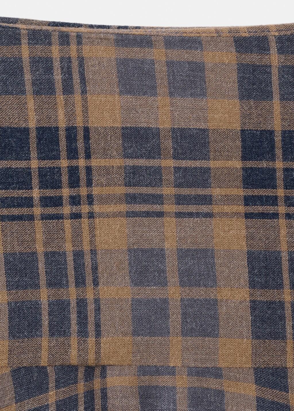 Brown Checked Asymmetric Skirt, Brown, large image number 1