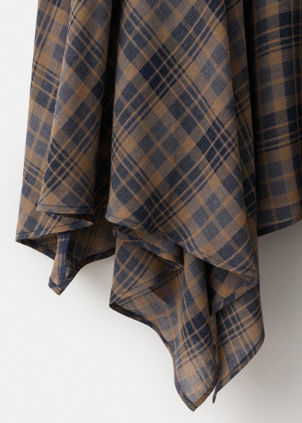 Brown Checked Asymmetric Skirt, Brown, large image number 5