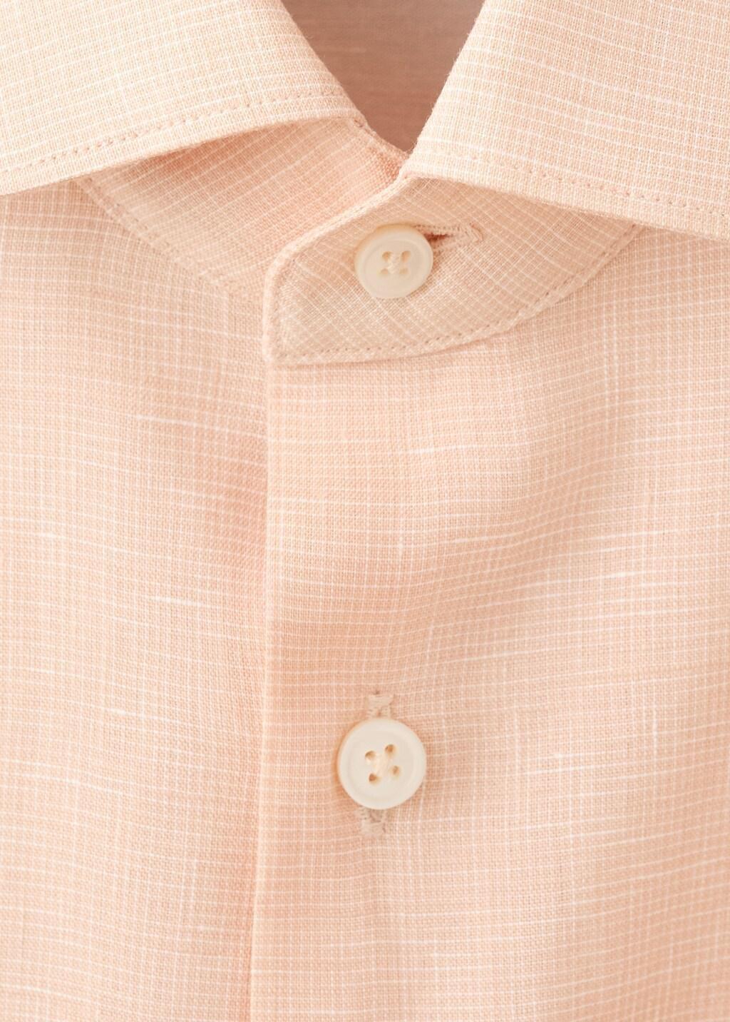 Orange Linen Slim-Fit Shirt, Light-Pastel Orange, large image number 1