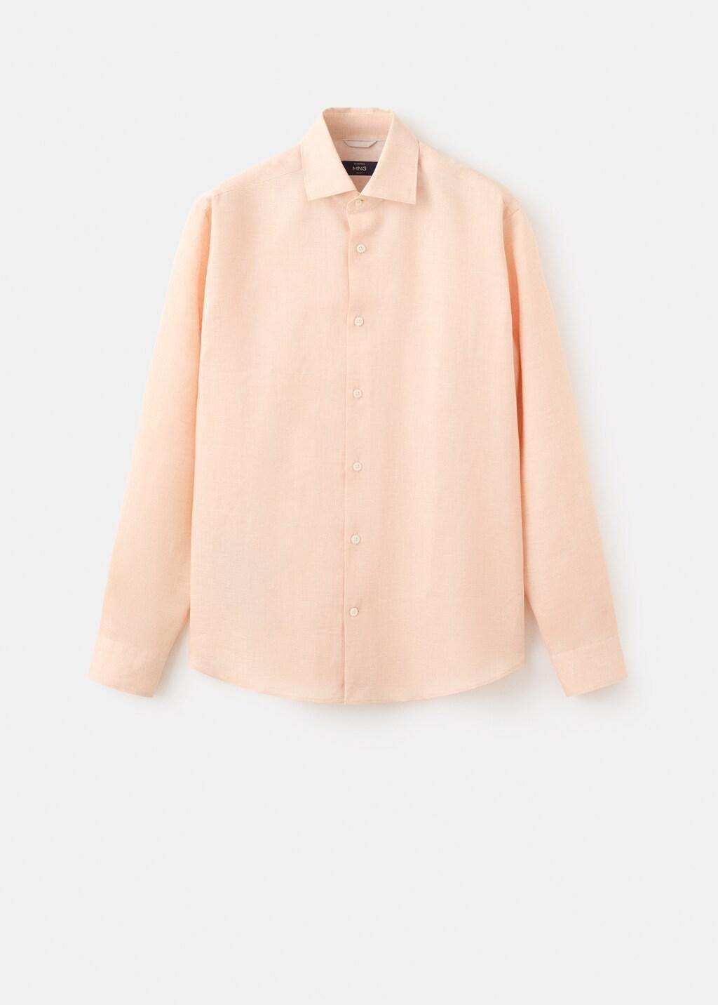 Orange Linen Slim-Fit Shirt, 0201_26, large image number 9