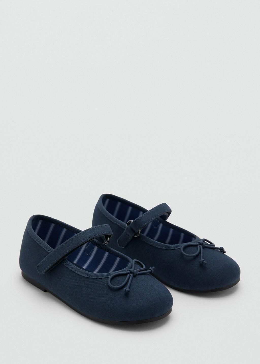 Blue Ballerinas With Strip And Bow Detail, Baby Girl, Medium Blue, large image number 0