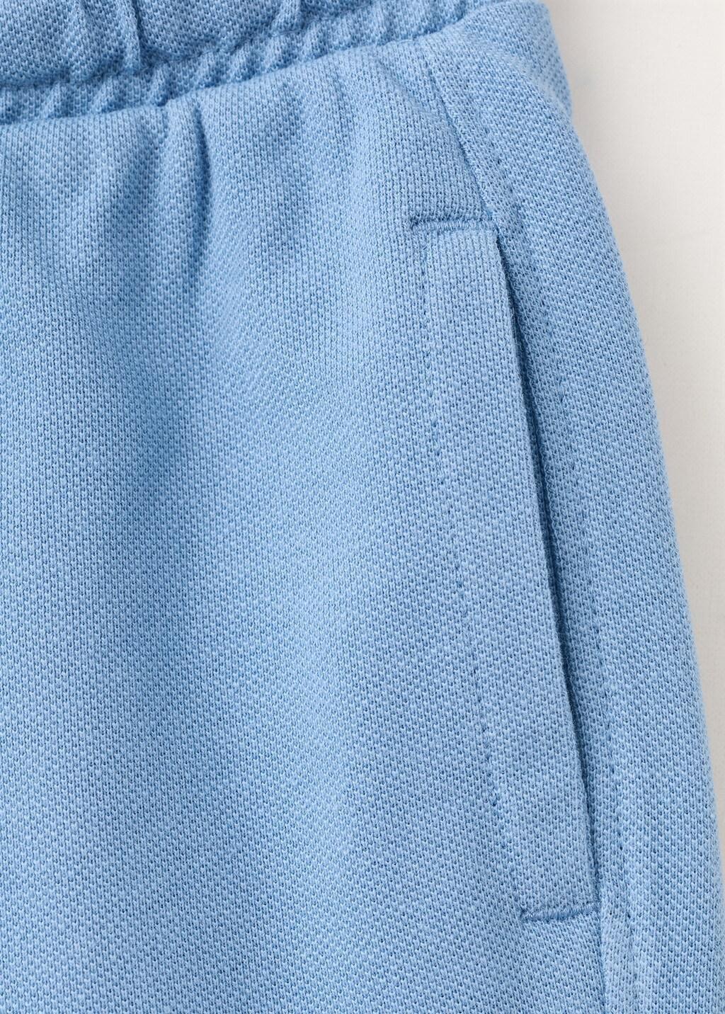 Blue Cotton Shorts With Drawstring, Baby Boy, Medium Blue, medium