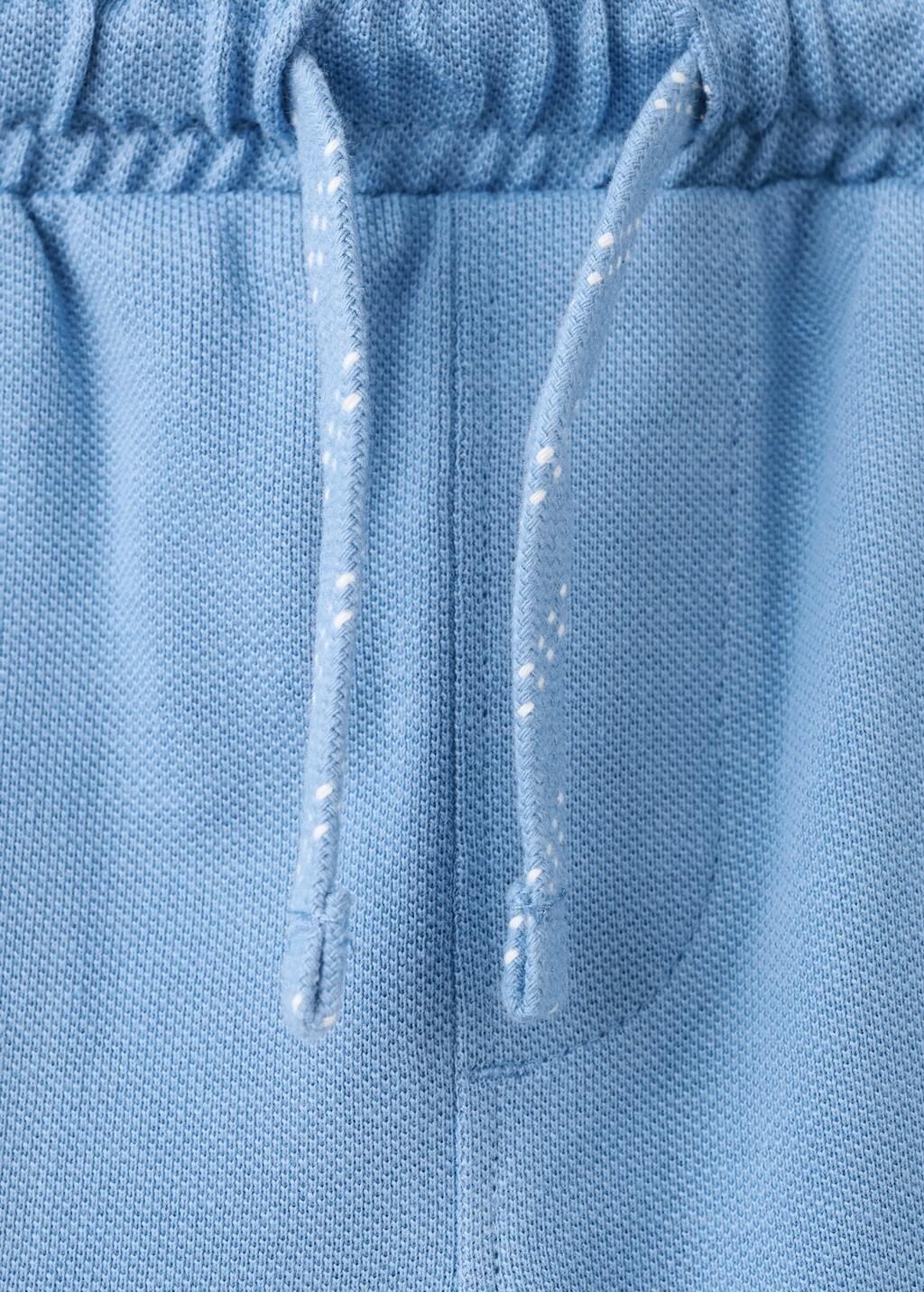 Blue Cotton Shorts With Drawstring, Baby Boy, Medium Blue, medium