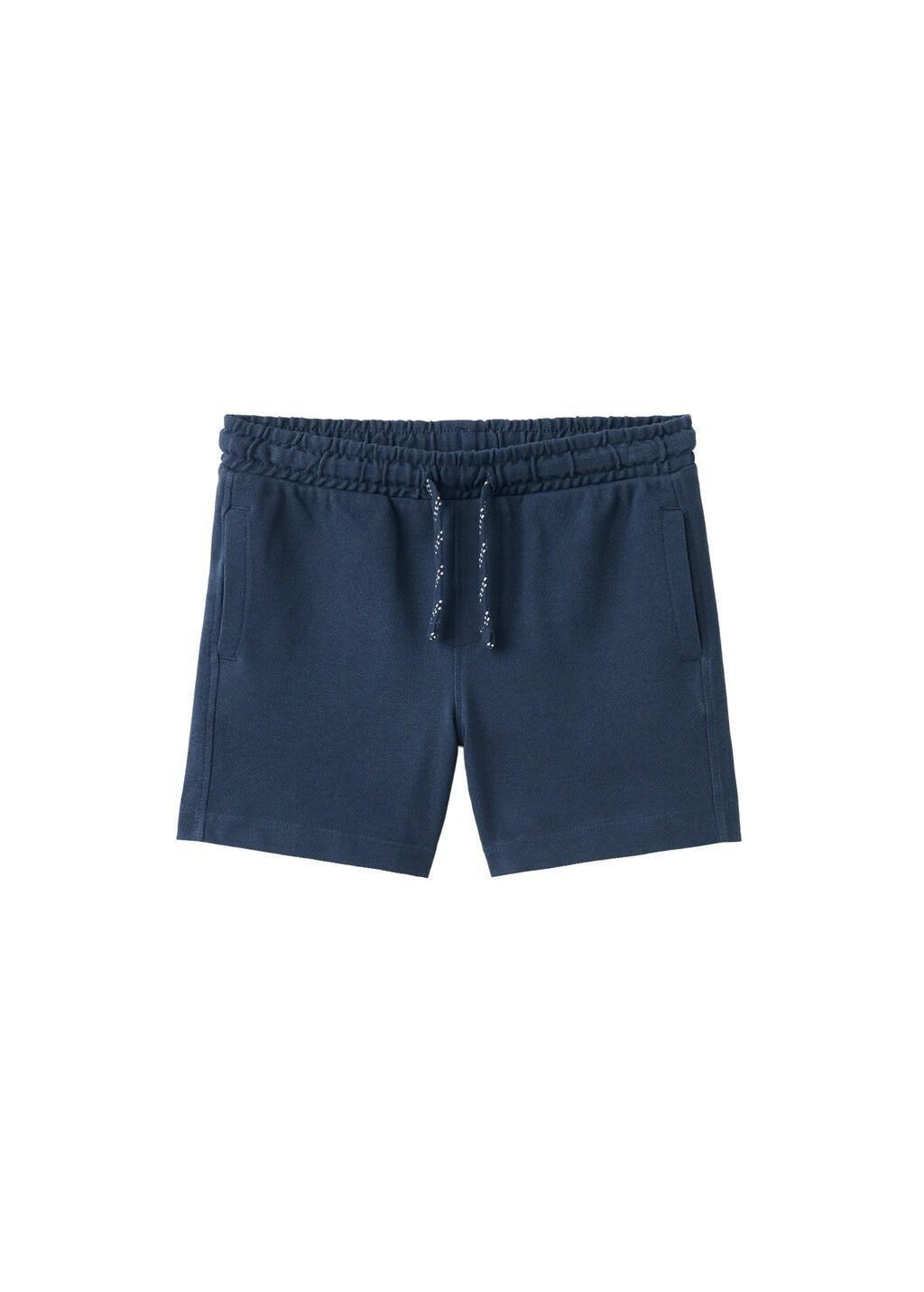 Navy Cotton Shorts With Drawstring, Baby Boys, Navy, large image number 3