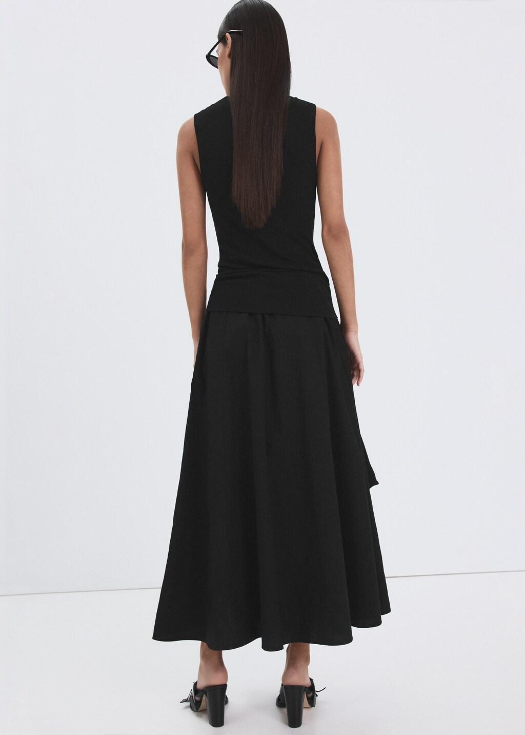 Black Flared Cotton Skirt, Black, large image number 2