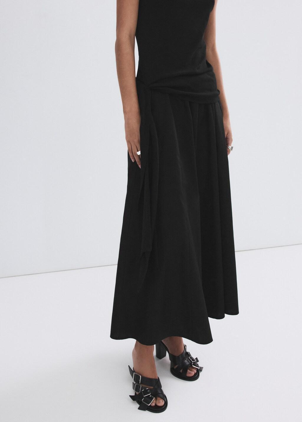Black Flared Cotton Skirt, Black, large image number 3