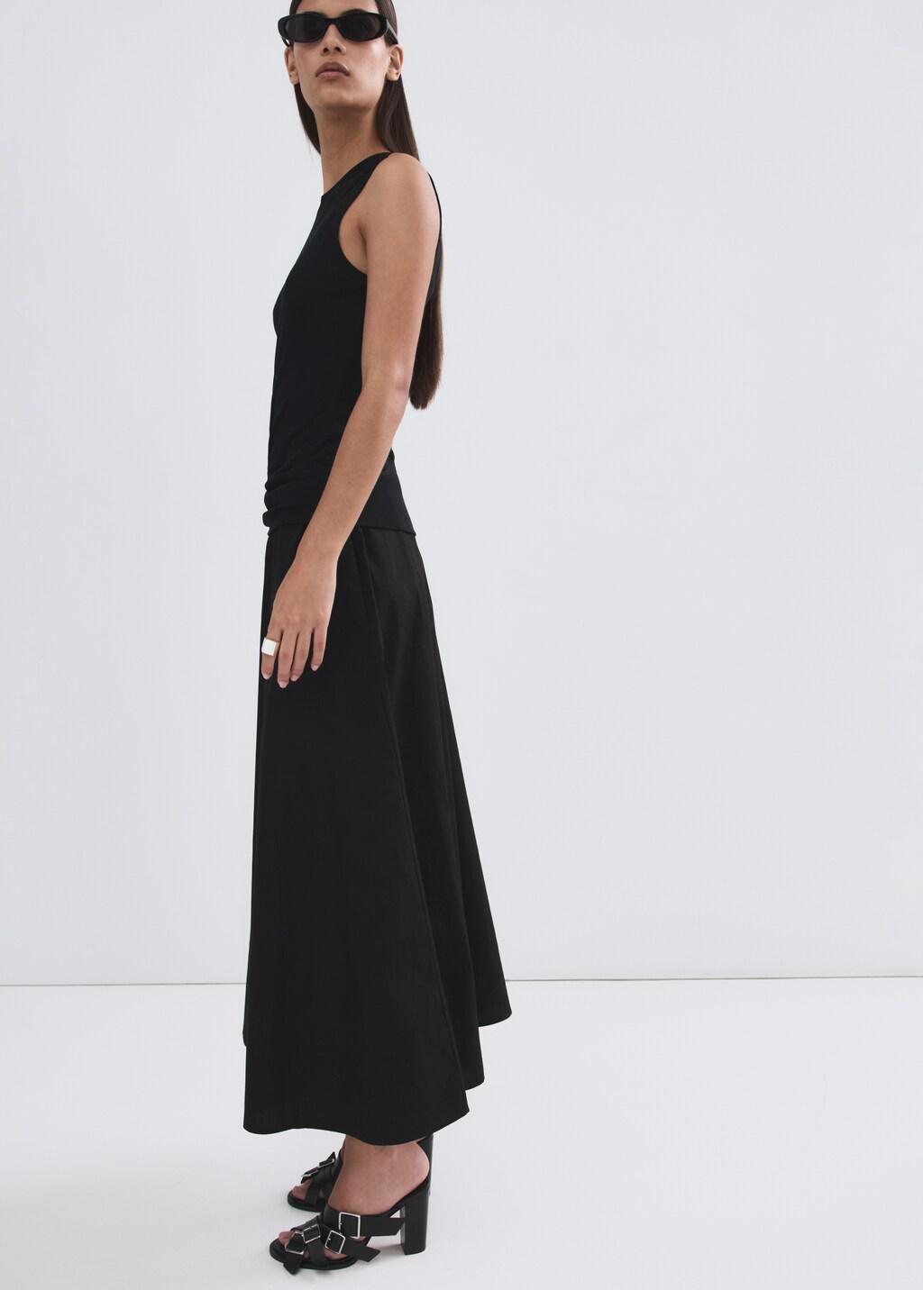 Black Flared Cotton Skirt, Black, large image number 4