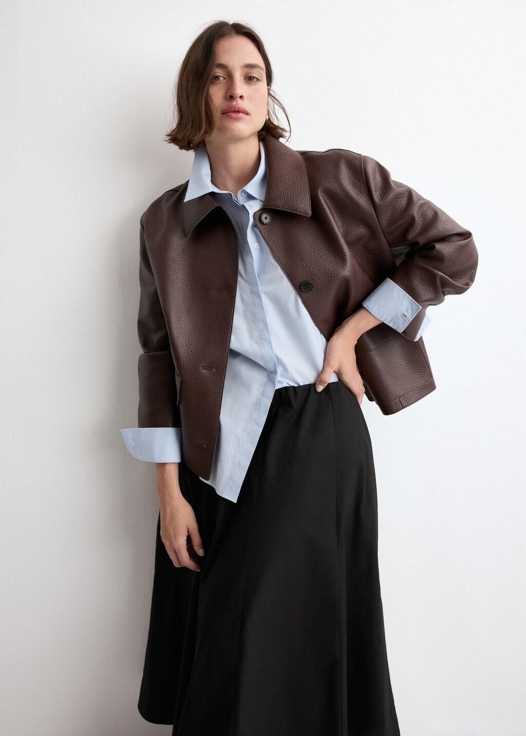 Black Flared Cotton Skirt, Black, large image number 6