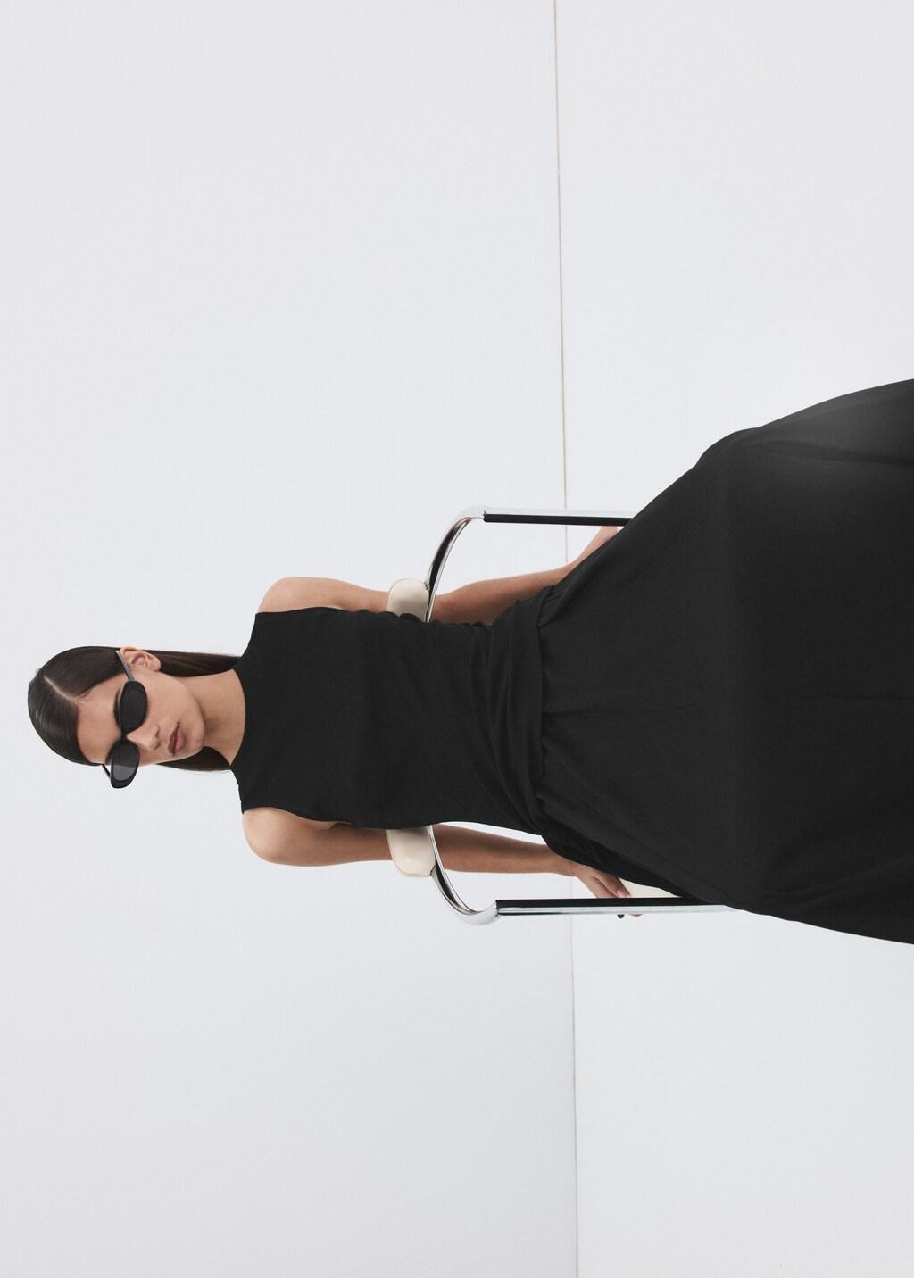 Black Flared Cotton Skirt, Black, large image number 7