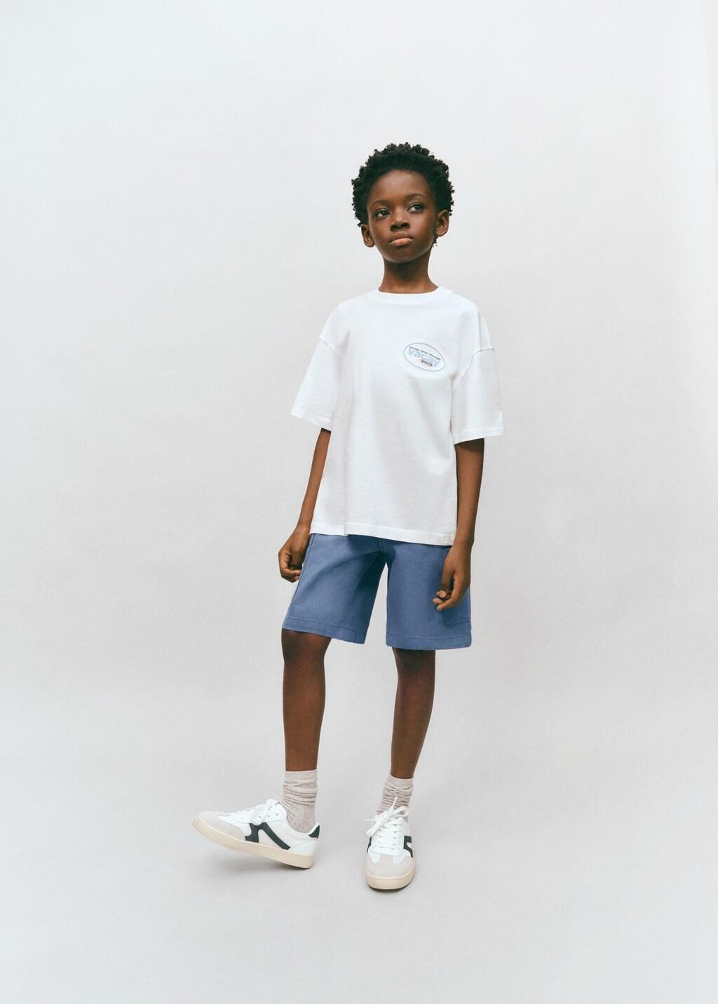Blue Lt Pastel Cargo Bermuda Shorts, Kids Boy, Light-Pastel Blue, large image number 0
