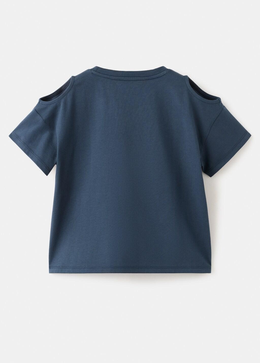 Navy Off-The-Shoulder Cotton T-Shirt, Kids Girl, Navy, large image number 2