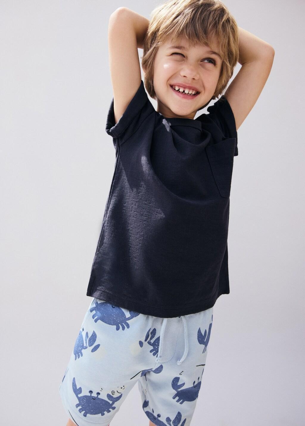 Blue Crab Jogger Bermuda Shorts, Baby Boy, 0201_52, large image number 0