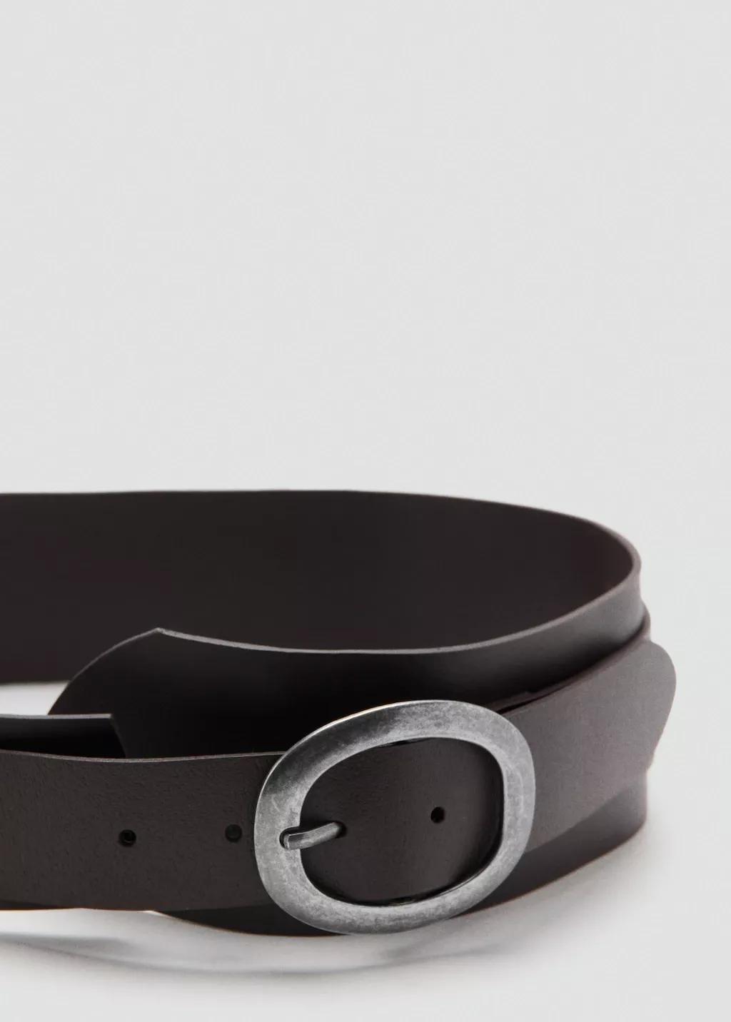 Brown Leather Obi Belt, Dark Brown, medium