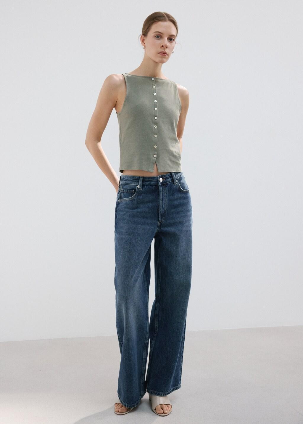 Grey Cotton Gilet With Buttons, 0201_92, large image number 0
