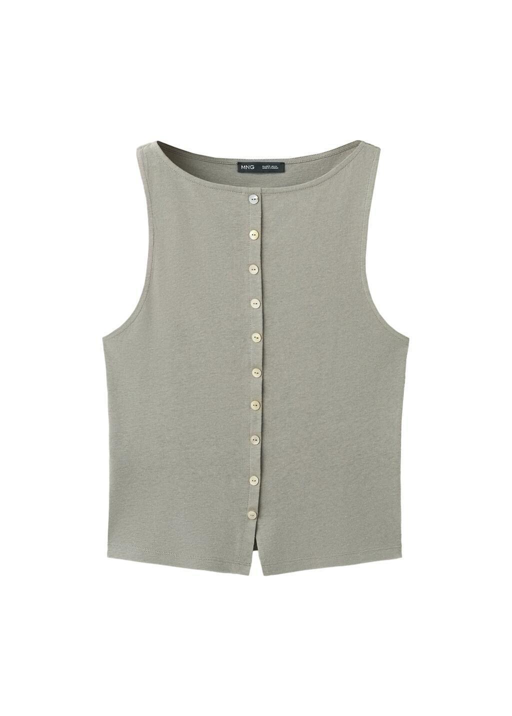 Grey Cotton Gilet With Buttons, 0201_92, large image number 7