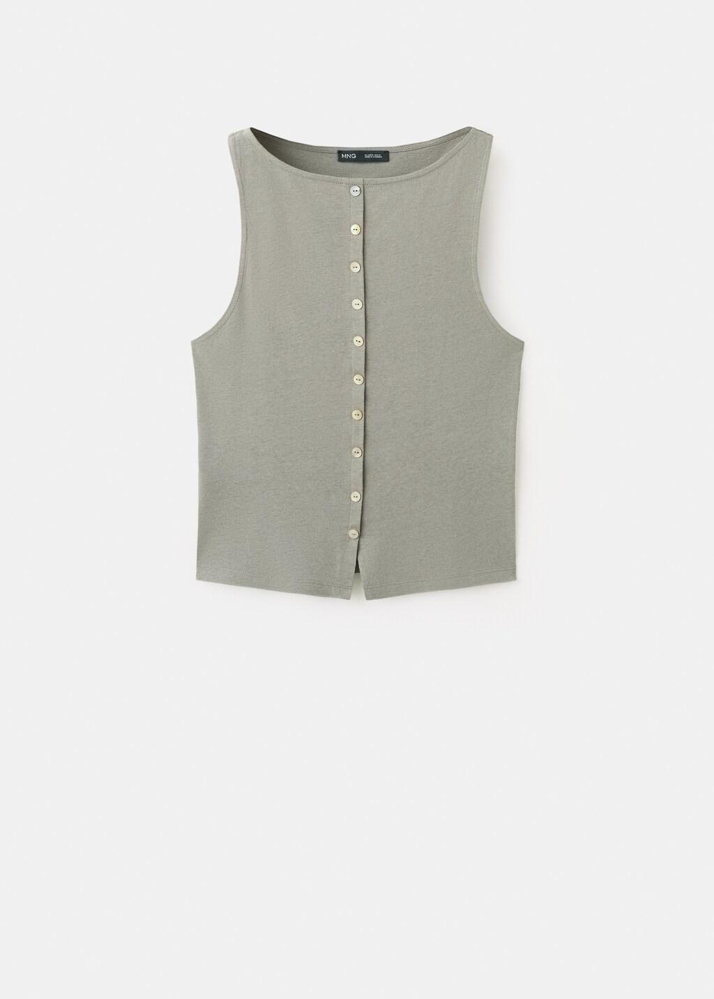 Grey Cotton Gilet With Buttons, 0201_92, large image number 8