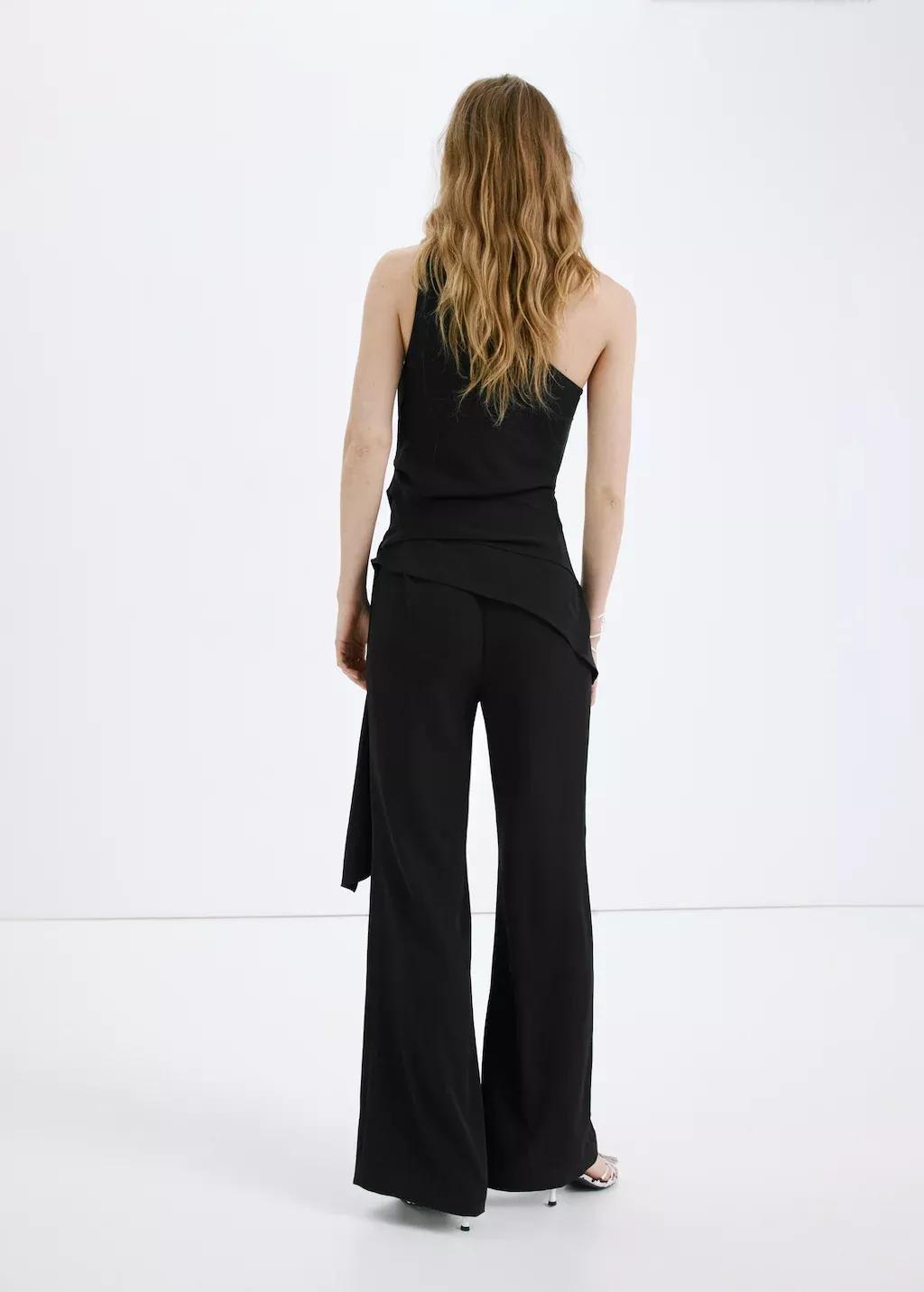 Black Asymmetrical Jumpsuit With Bow, 0201_99, large image number 2