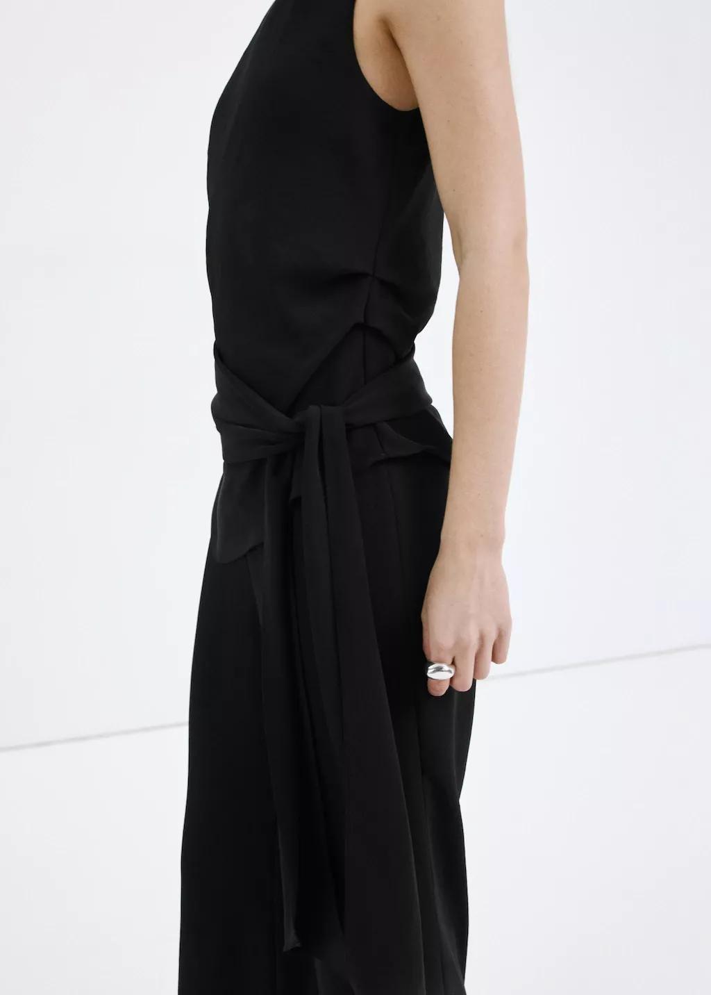 Black Asymmetrical Jumpsuit With Bow, 0201_99, large image number 6