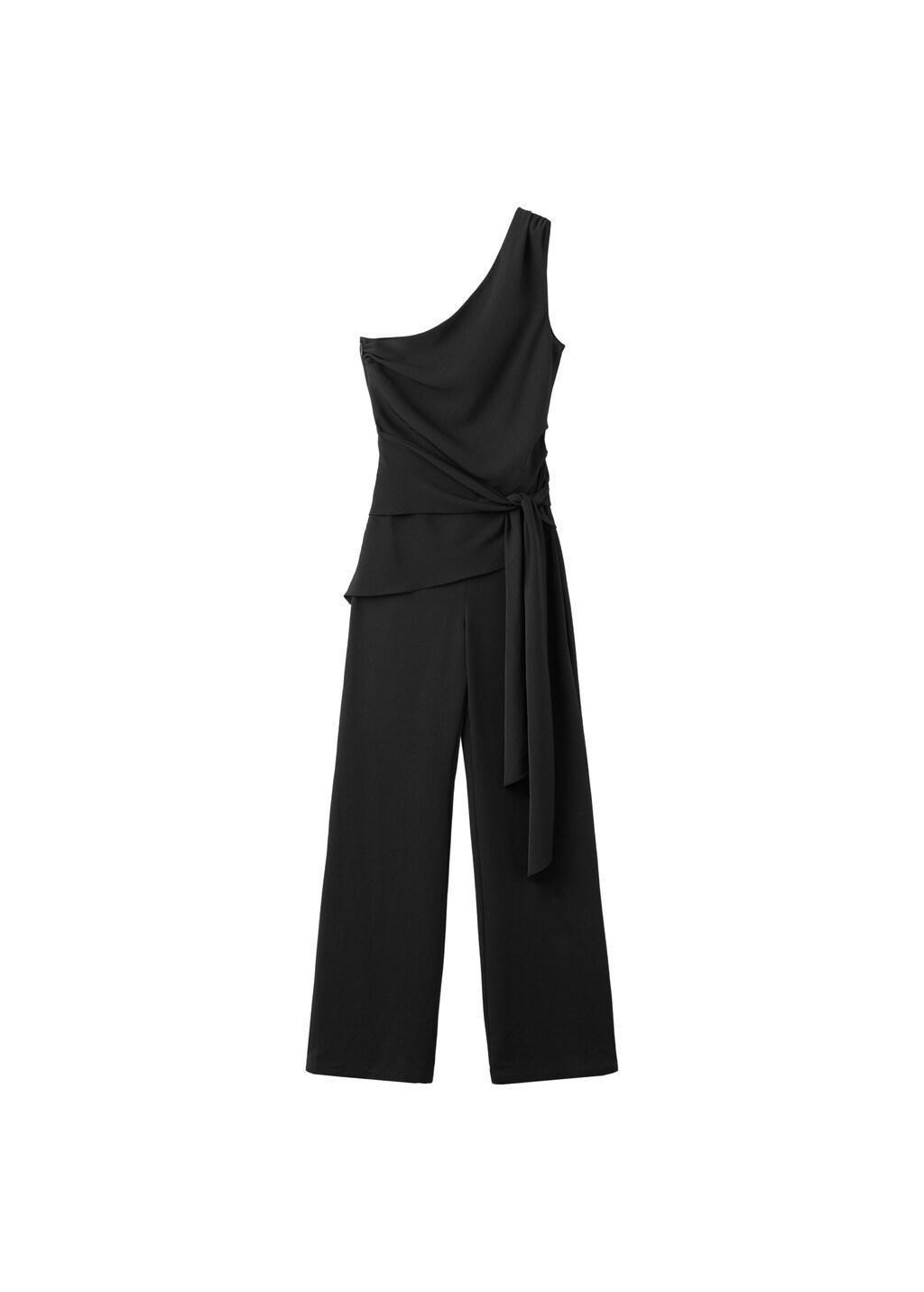 Black Asymmetrical Jumpsuit With Bow, 0201_99, large image number 7
