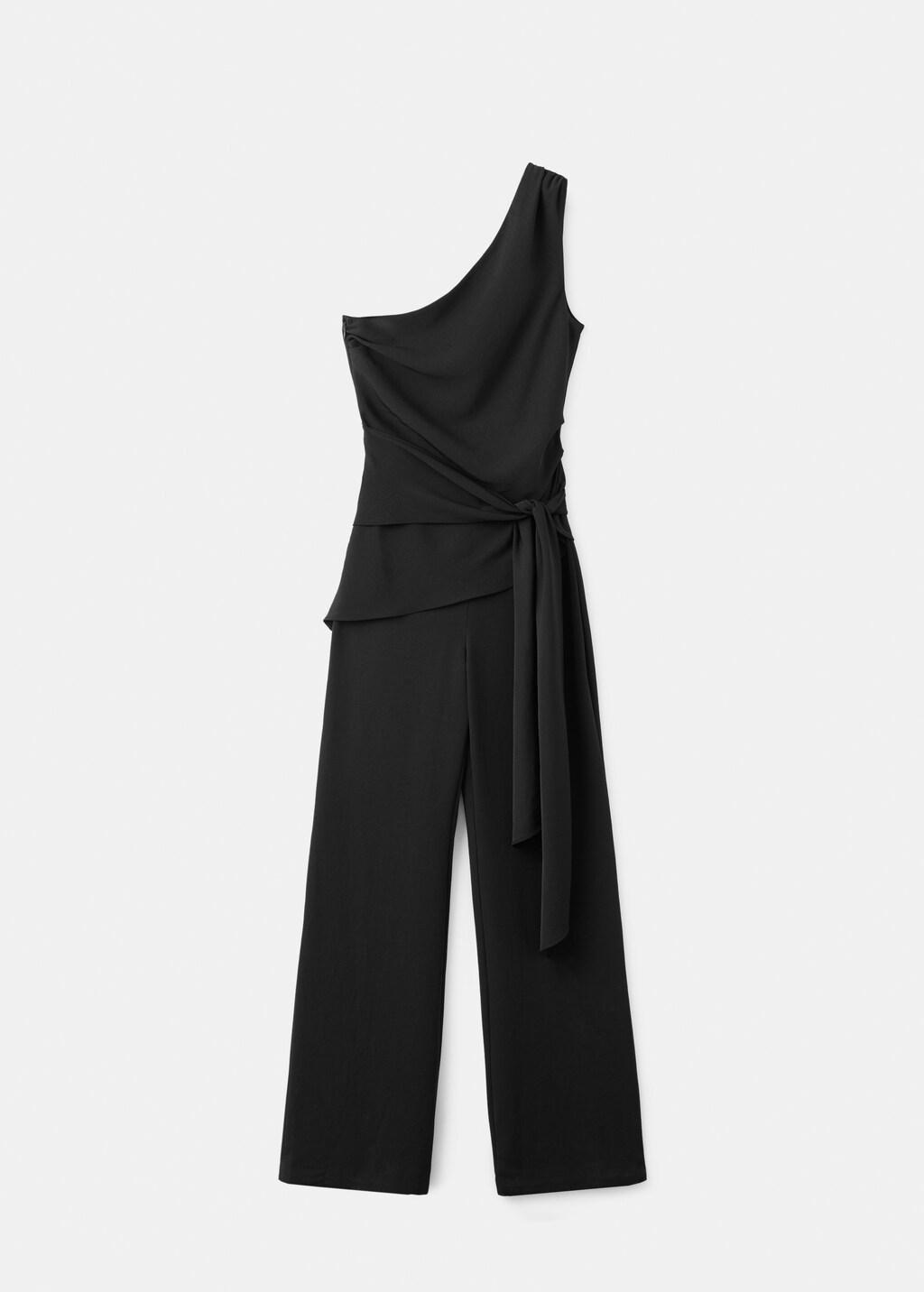 Black Asymmetrical Jumpsuit With Bow, 0201_99, large image number 8