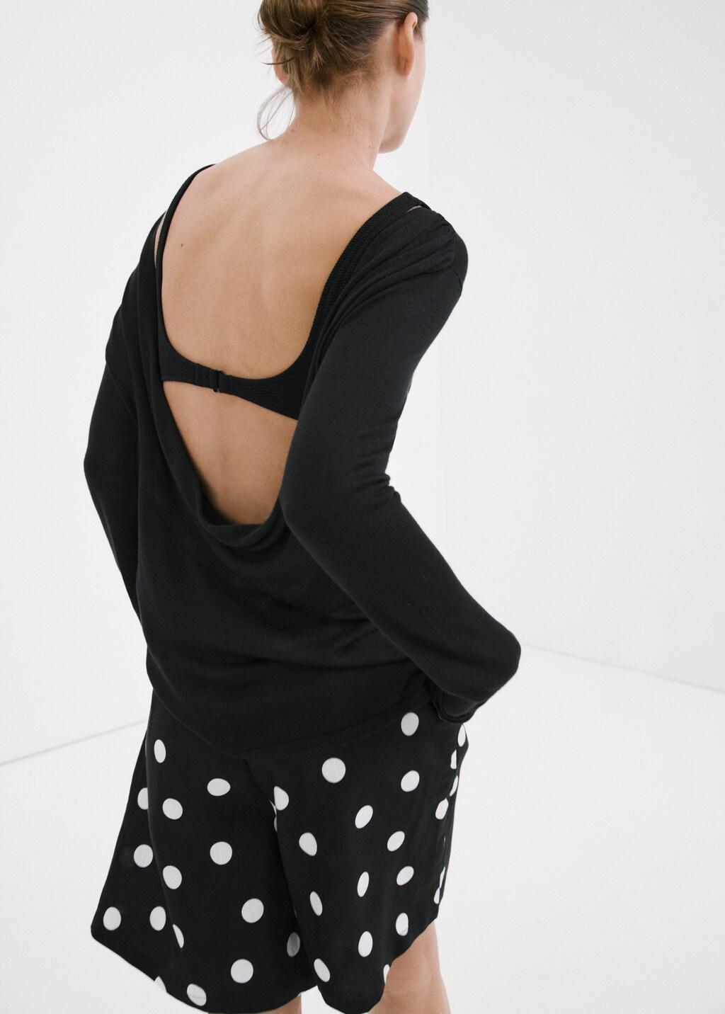 Black Lyocell Polka Dot Shorts, 0201_99, large image number 2