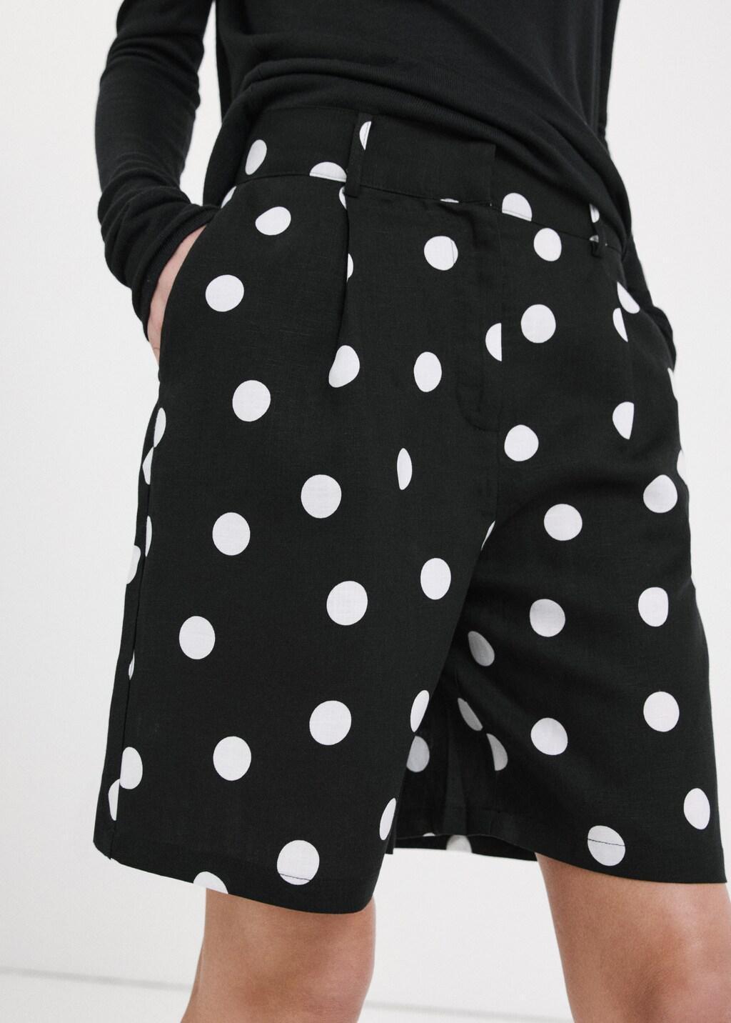 Black Lyocell Polka Dot Shorts, 0201_99, large image number 4