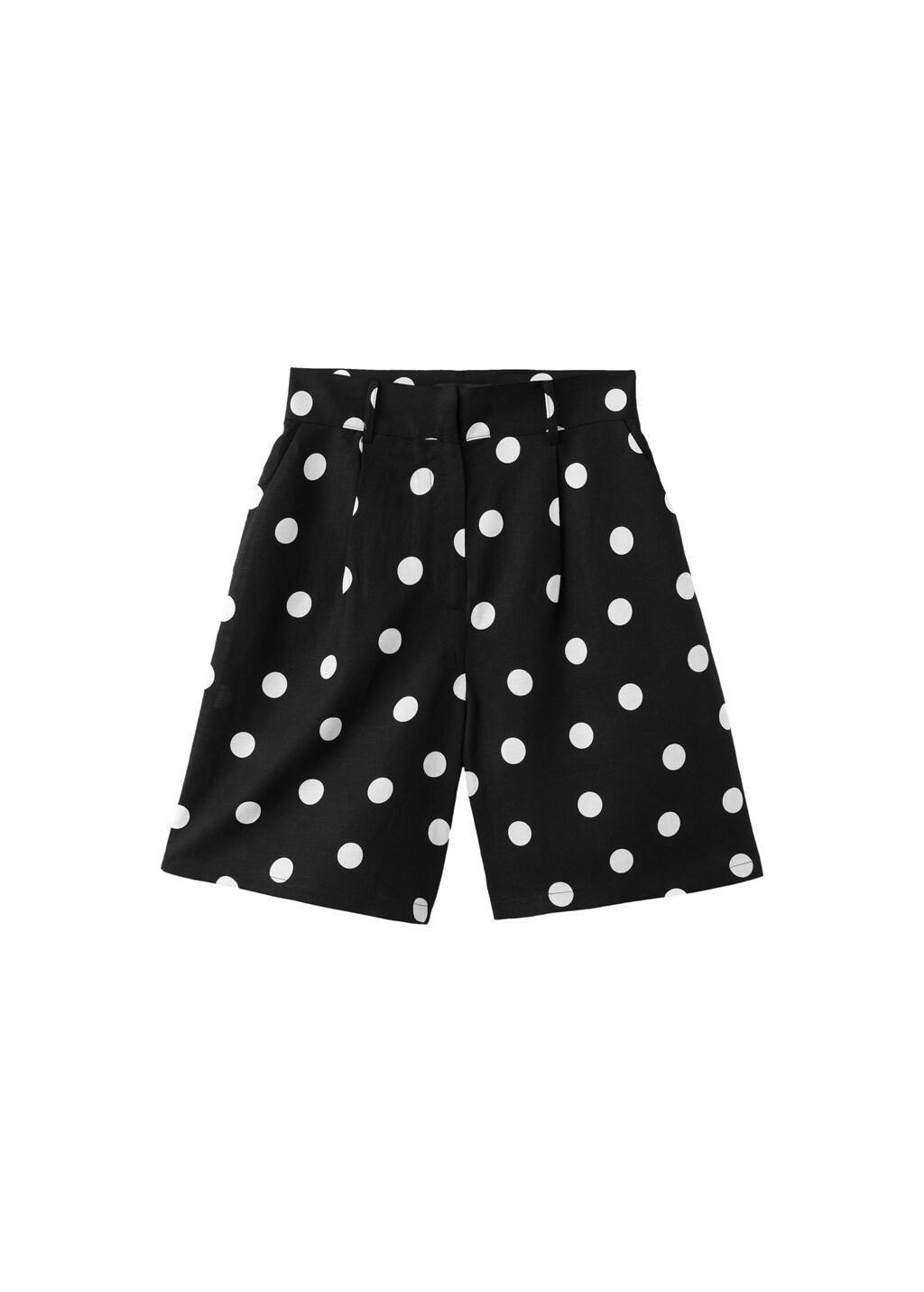 Black Lyocell Polka Dot Shorts, 0201_99, large image number 6