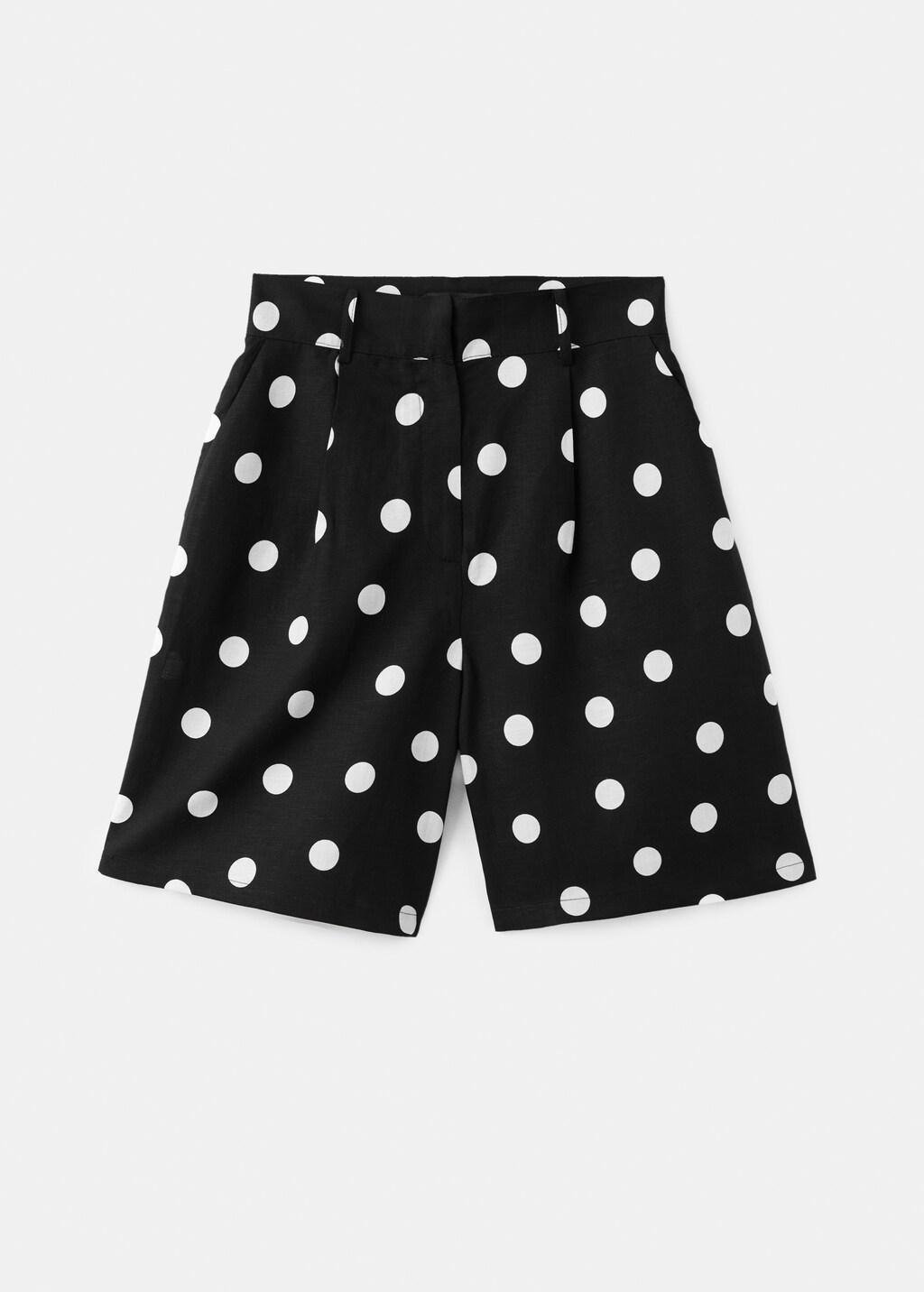 Black Lyocell Polka Dot Shorts, 0201_99, large image number 7