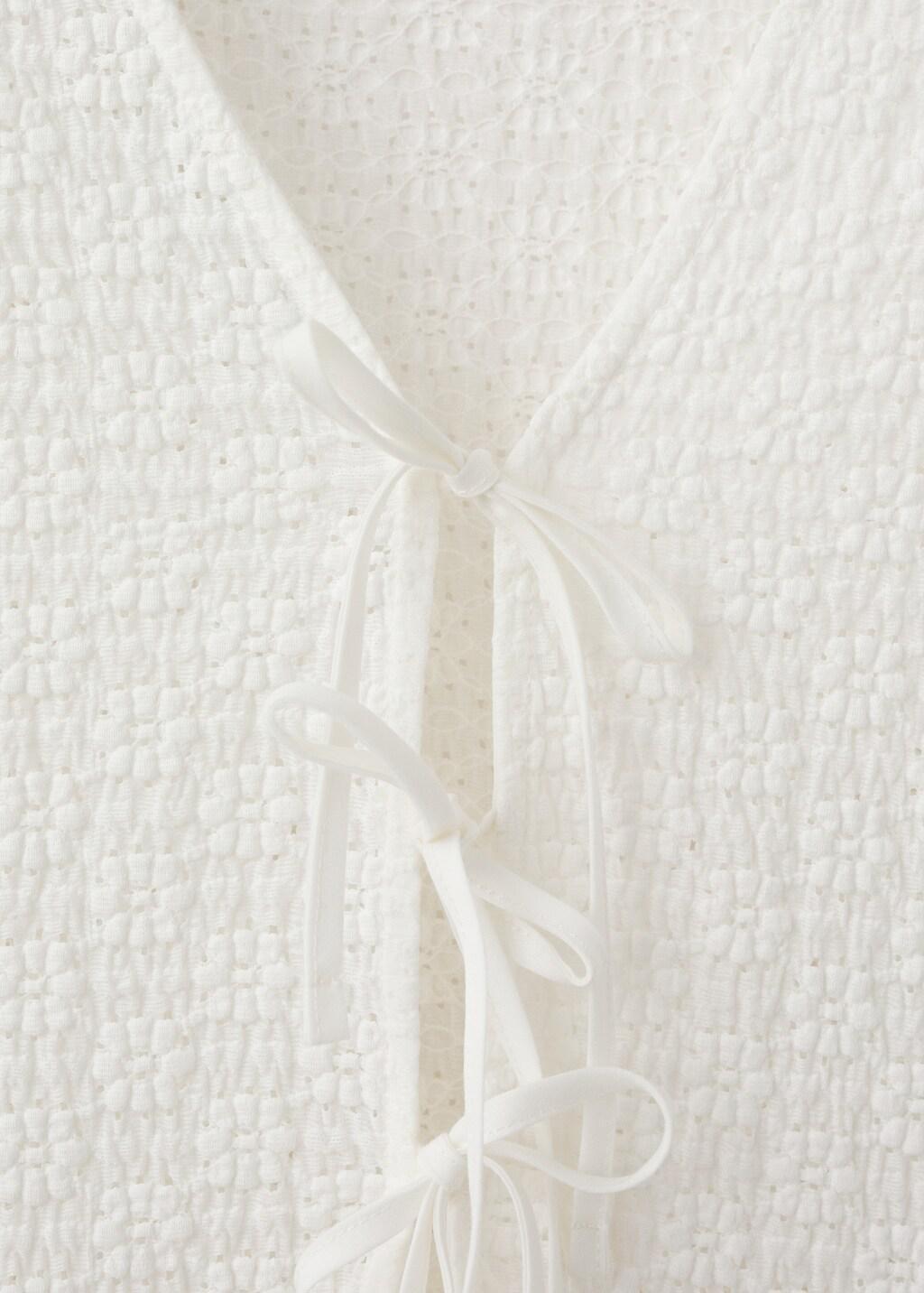 White Bows Floral Embroidery Blouse, Natural White, large image number 1