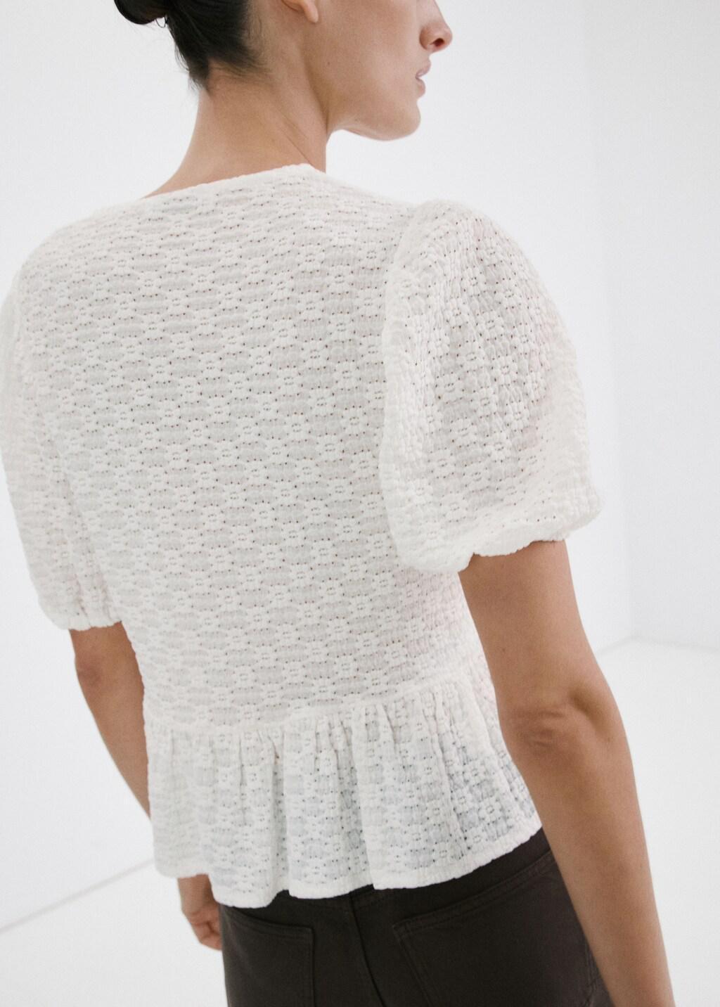 White Bows Floral Embroidery Blouse, Natural White, large image number 2