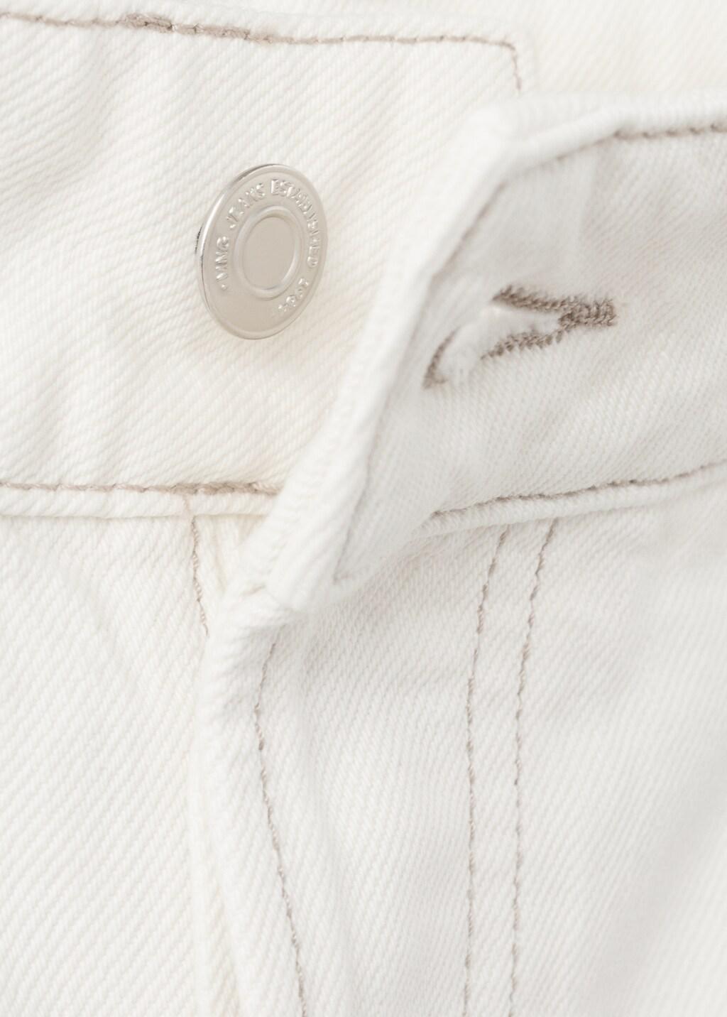 Cream Straight Mid-Rise Denim Bermuda Shorts, Natural White, large image number 1