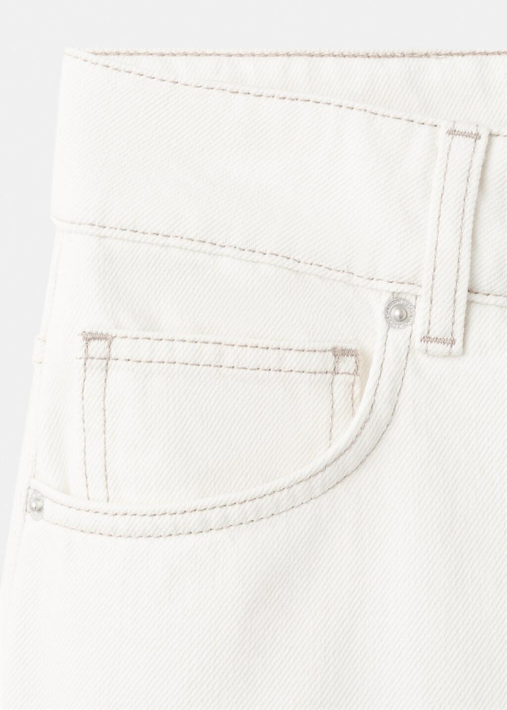 Cream Straight Mid-Rise Denim Bermuda Shorts, Natural White, large image number 5