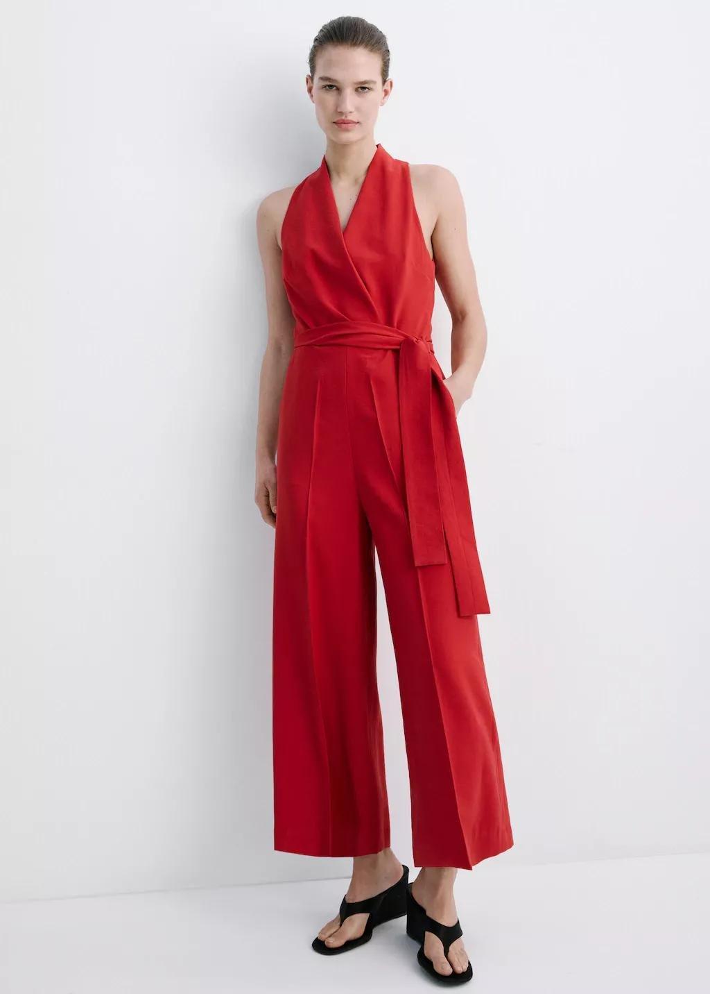 Red Belt Long Jumpsuit, 0201_70, medium