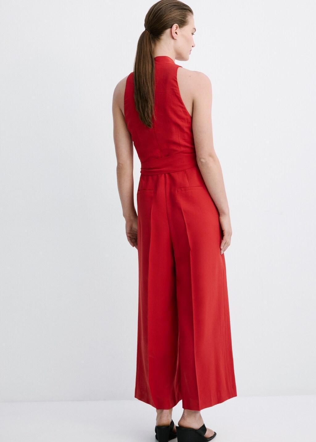 Red Belt Long Jumpsuit, 0201_70, medium