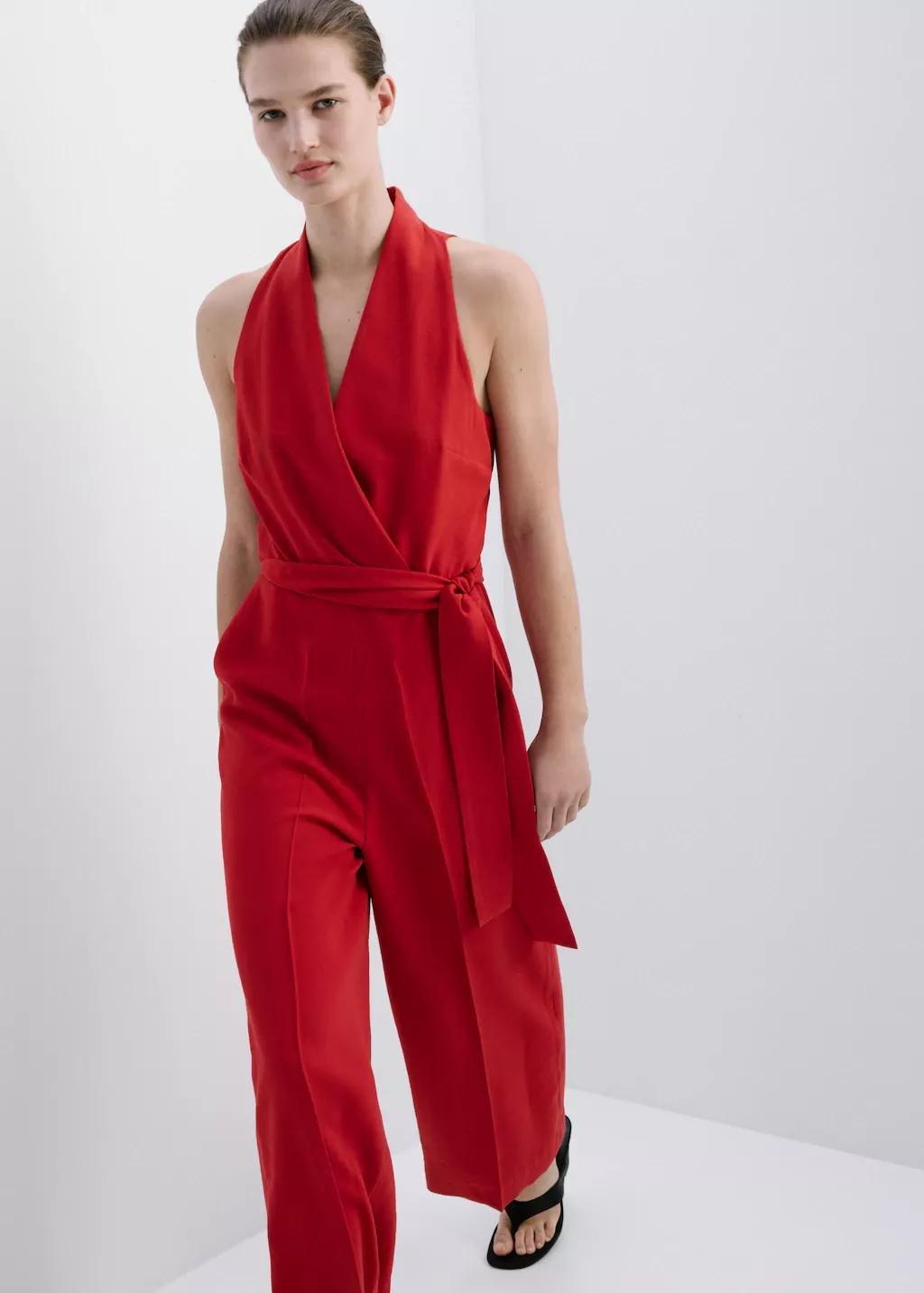 Red Belt Long Jumpsuit, 0201_70, large image number 3