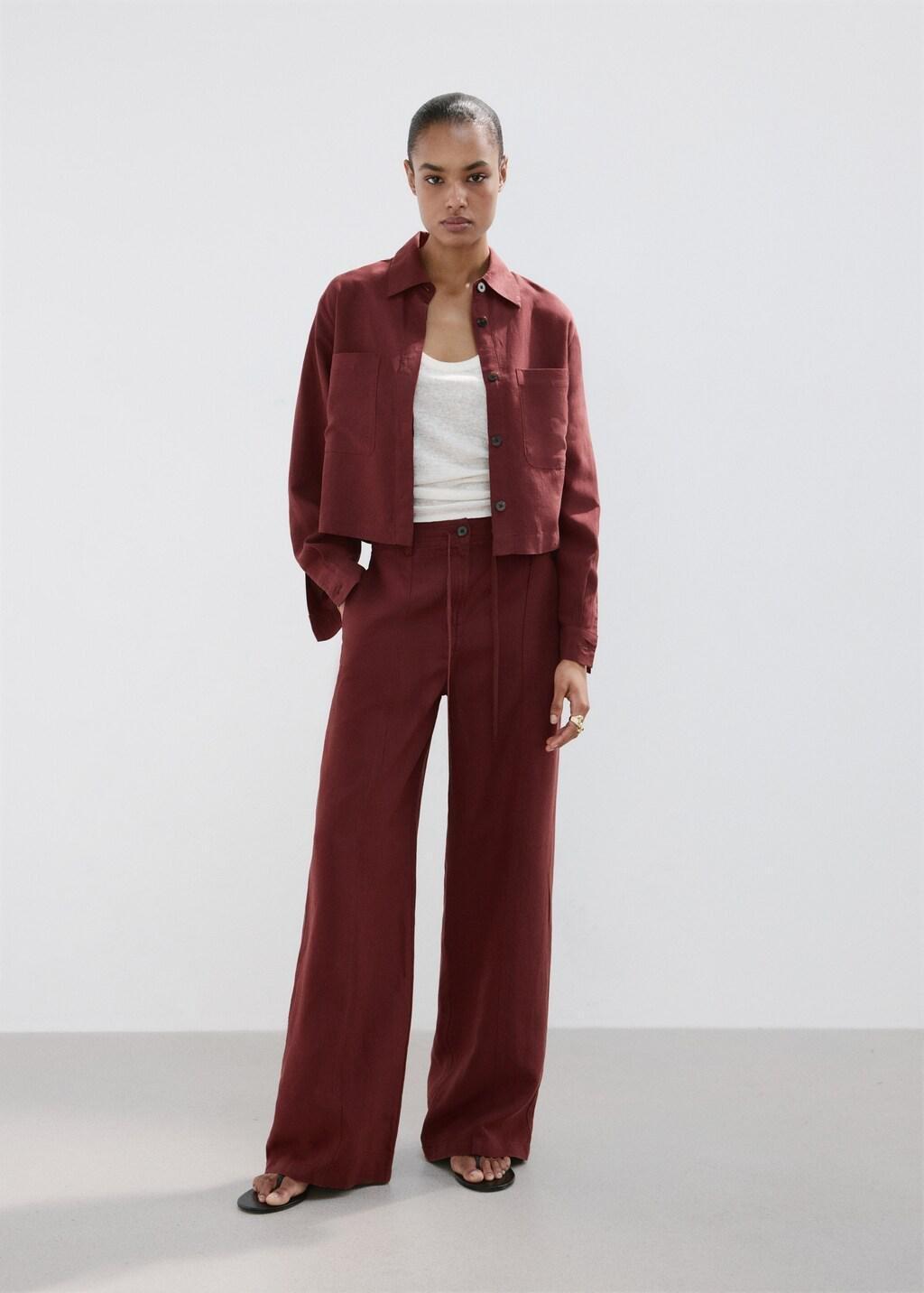 Orange Straight-Fit Lyocell Trousers, 0201_28, large image number 0
