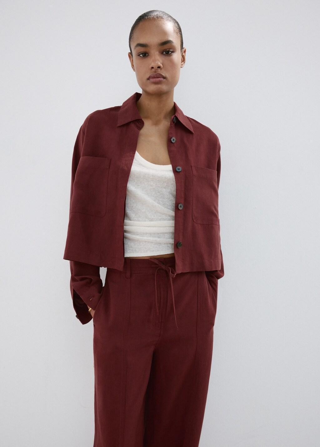Orange Straight-Fit Lyocell Trousers, 0201_28, large image number 3