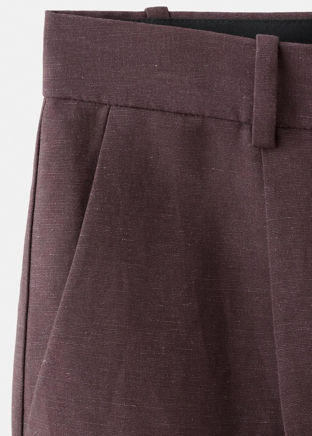 MEDIUM PURPLE Straight linen Bermuda shorts, 0201_65, large image number 1