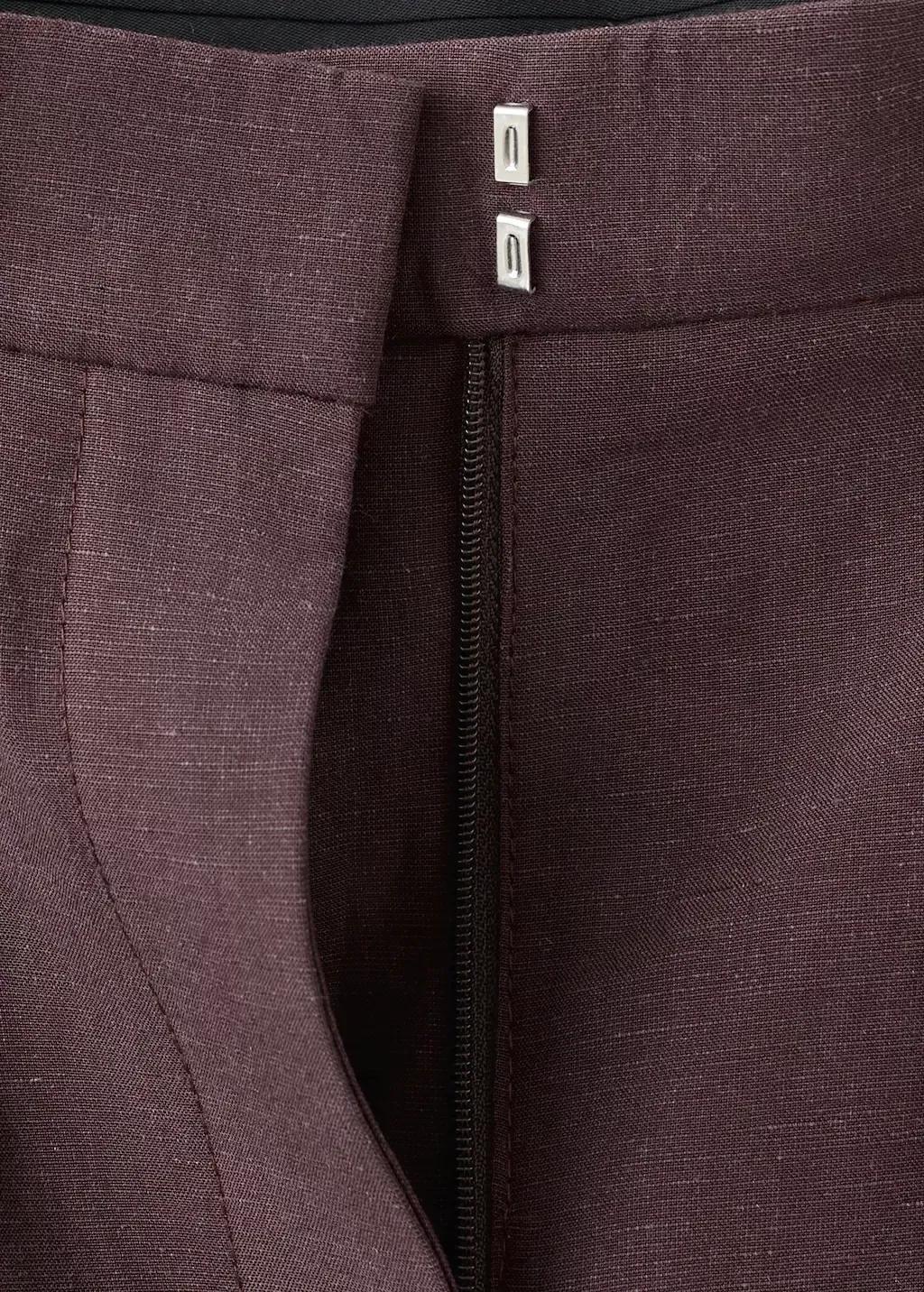 MEDIUM PURPLE Straight linen Bermuda shorts, 0201_65, large image number 5