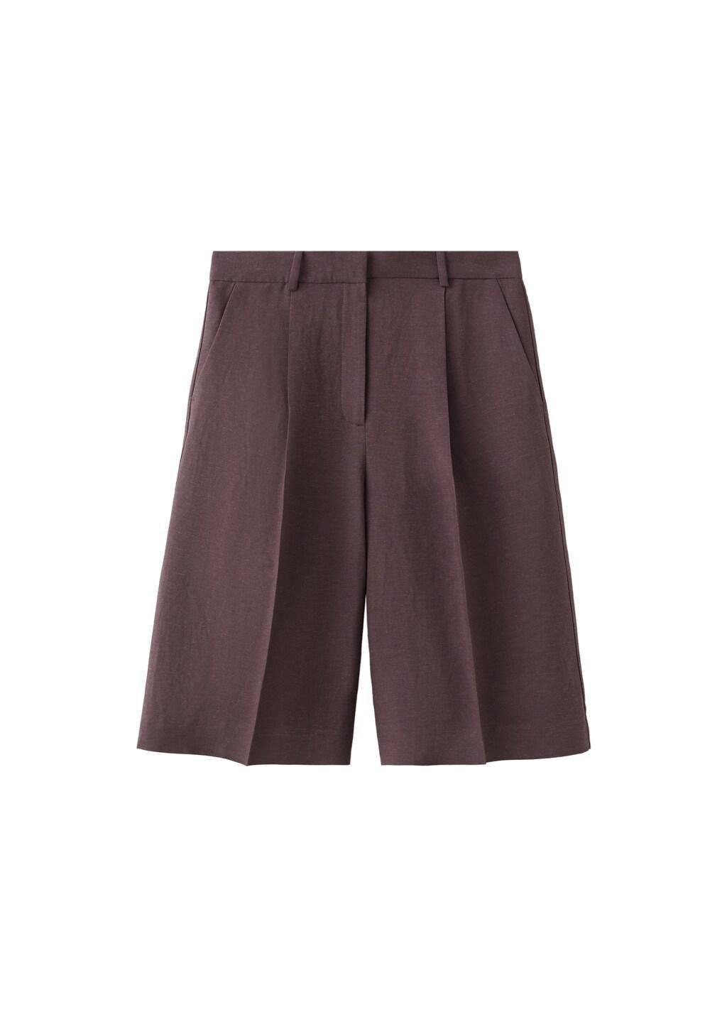 MEDIUM PURPLE Straight linen Bermuda shorts, 0201_65, large image number 6