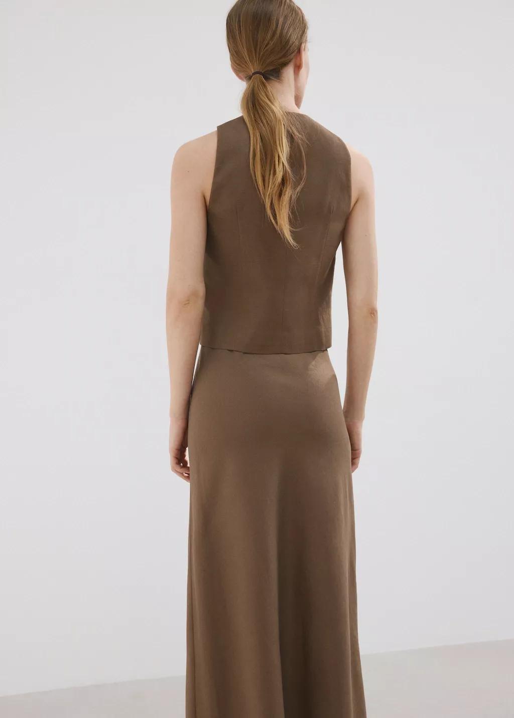 Brown Linen Toggle Waistcoat, 0201_30, large image number 2