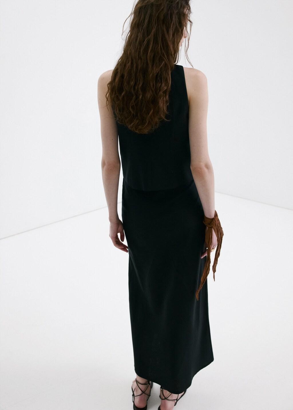 Black Linen Toggle Waistcoat, 0201_99, large image number 2