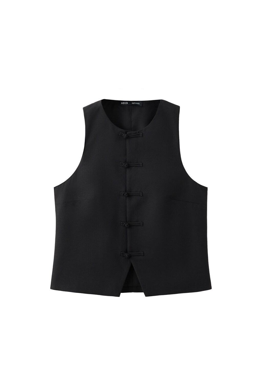 Black Linen Toggle Waistcoat, 0201_99, large image number 7