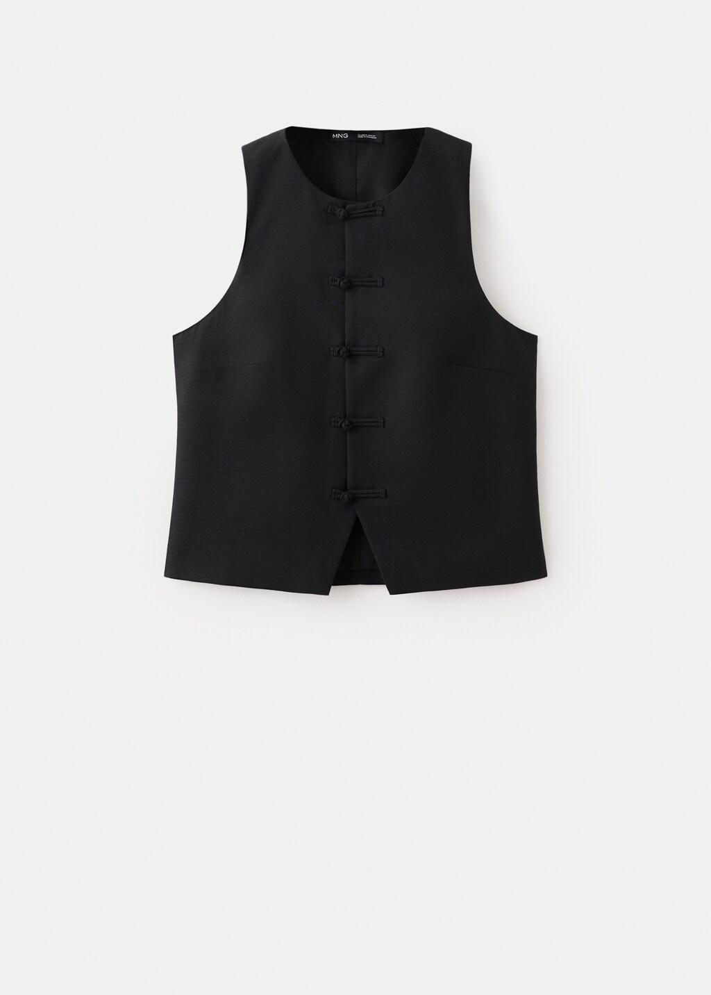 Black Linen Toggle Waistcoat, 0201_99, large image number 8