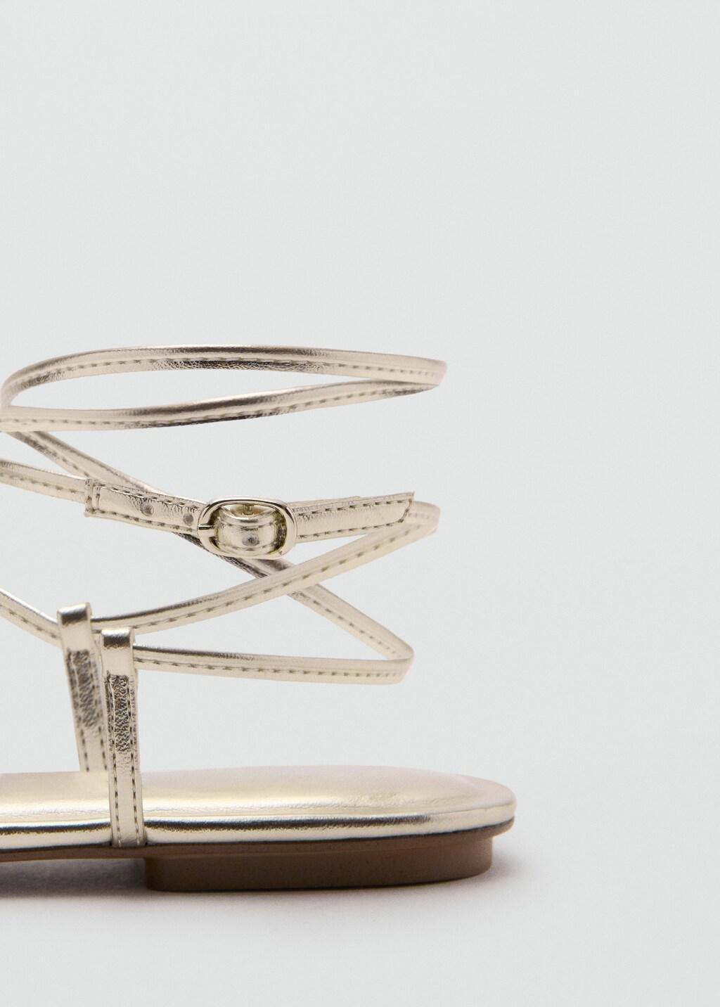 Gold Metallic Straps Sandals, 0201_OR, large image number 1