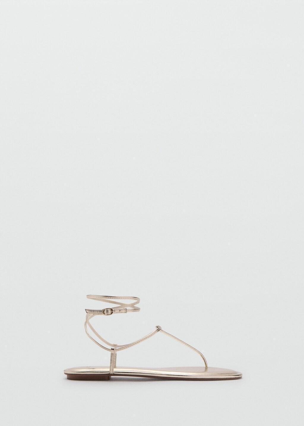 Gold Metallic Straps Sandals, 0201_OR, large image number 3